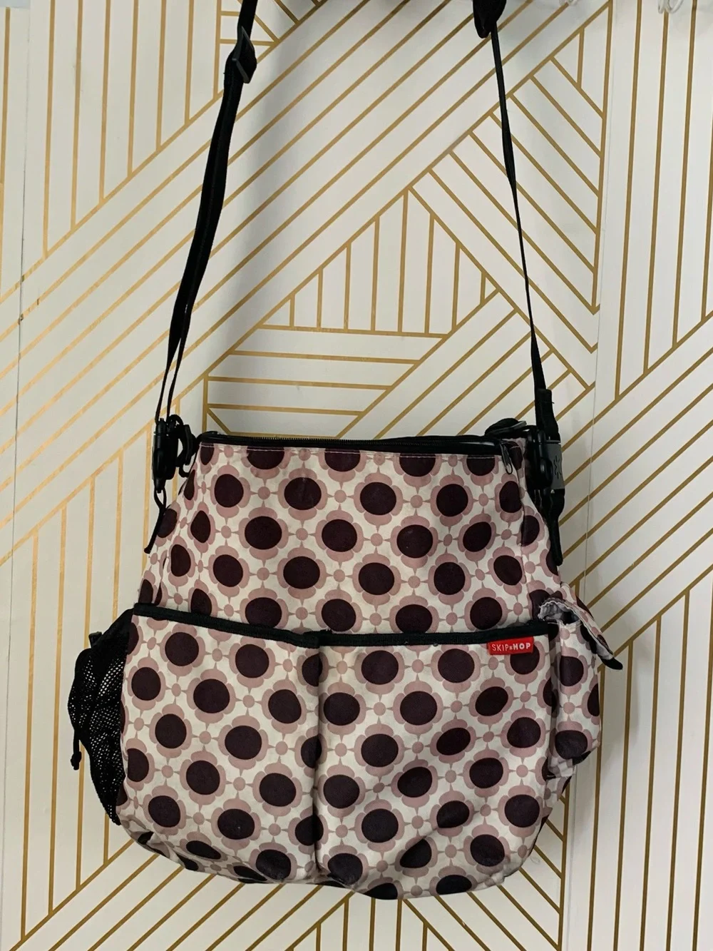 Skip Hop Diaper bag / baby bag abstract floral print pockets shoulder strap